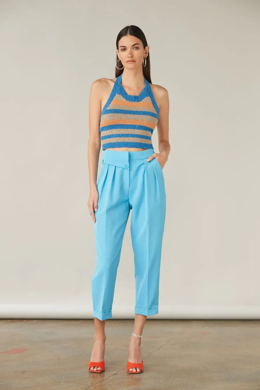 Women Atoir  | Marie Crop Lapis Tuscan Stripe